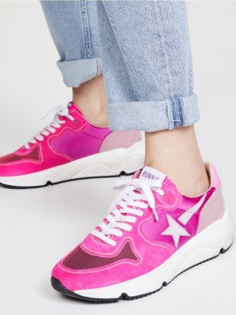 Golden Goose Running Fuchsia Suede Pink Star Glitter Vigna Women's Size 37